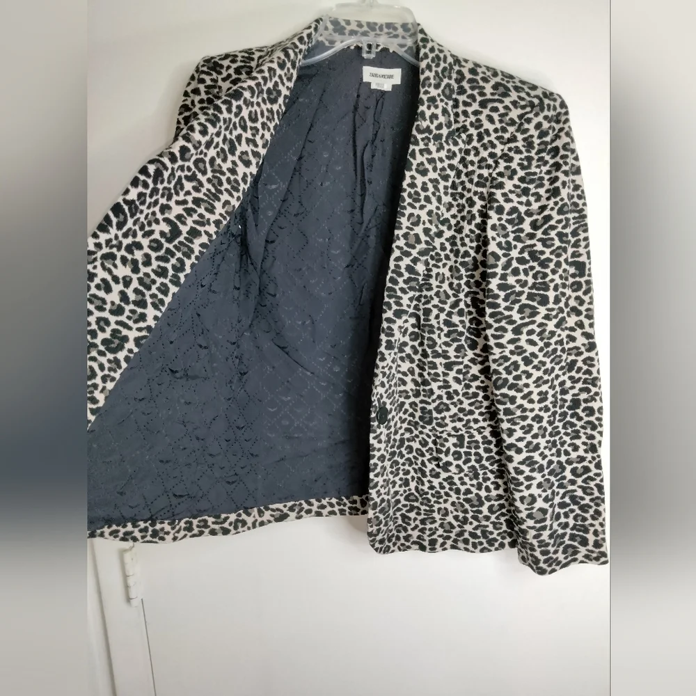 Zadig & Voltaire (Size 36) Animal Print Button Interior Lined LS Blazer Jacket